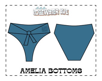 DIY High Waist Tied Bikini Bottoms (PDF) | Amelia Bottoms | PDF Sewing Pattern