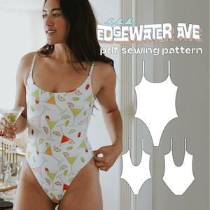 Patrón de costura para traje de baño reversible de una pieza (patrón PDF)