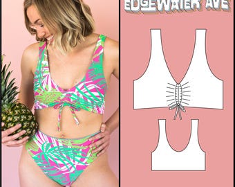 DIY Drawstring Reversible Bikini Top and Sports Bra | PDF Sewing Pattern | Kira Top