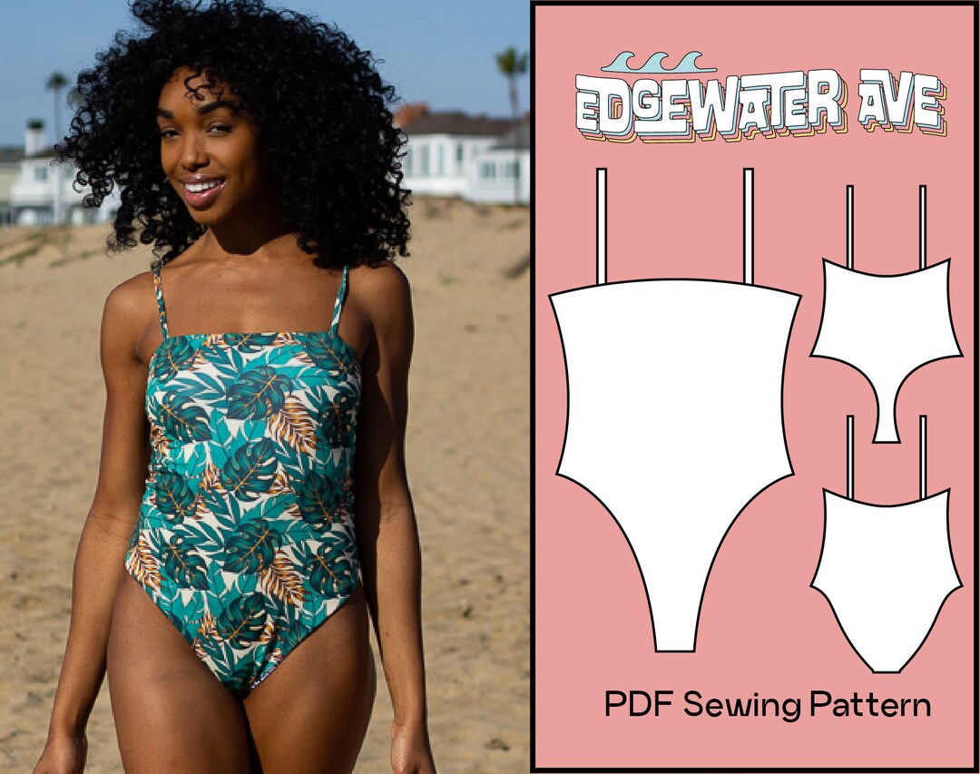 Women's One Piece Swimsuit Sewing Pattern, Ladies Downloadable