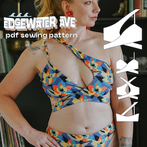 DIY asymmetrische omkeerbare bikinitop met meerdere kanten overslag | Harley pdf-naaipatroon