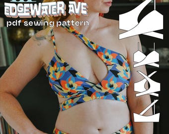 DIY Asymmetric Multi Way Wrap Top Reversible Bikini Top | Harley PDF Sewing Pattern