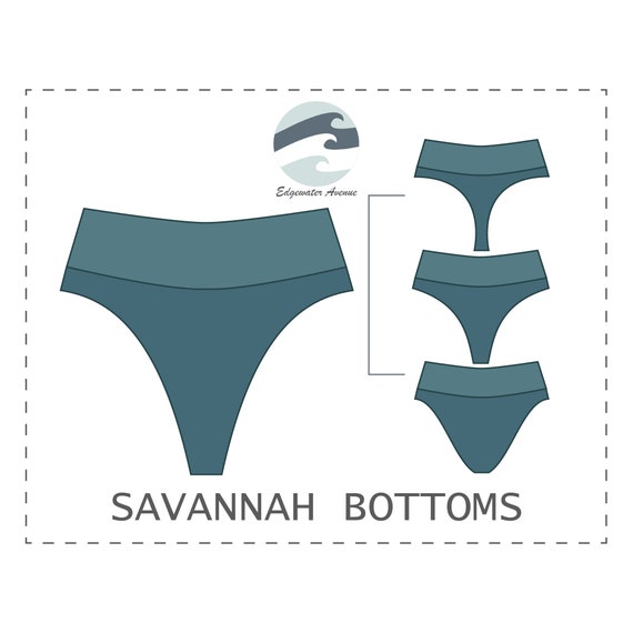 DIY High Waist Reversible Bikini Bottoms With Waistband PDF Sewing