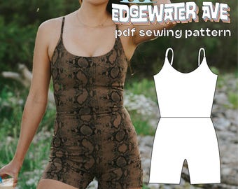 Ava Playsuit PDF Sewing Pattern | Optional Shelf Bra, Multiple Inseam Lengths