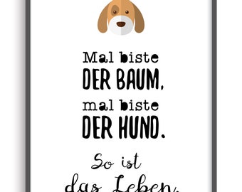 Modern Vintage Poster Print BAUM - HUND Fine Art Art Print Decoration Picture Print Poster DIN A4 Gift