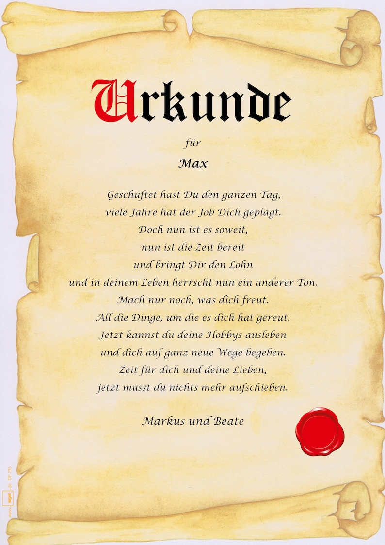 Ruhestand Urkunde personalisiert Geschenk Karte zur Rente | Etsy