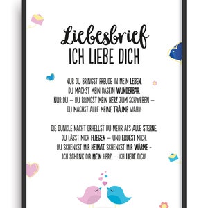 Geschenk Karte LIEBESBRIEF 1 Kunstdruck Liebesbeweis Frau Mann Liebe Bild ohne Rahmen DIN A4