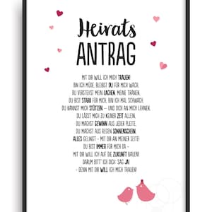 Geschenk Karte HEIRATSANTRAG 2 Kunstdruck Hochzeit Liebe Freundin Freund heiraten Bild ohne Rahmen DIN A4