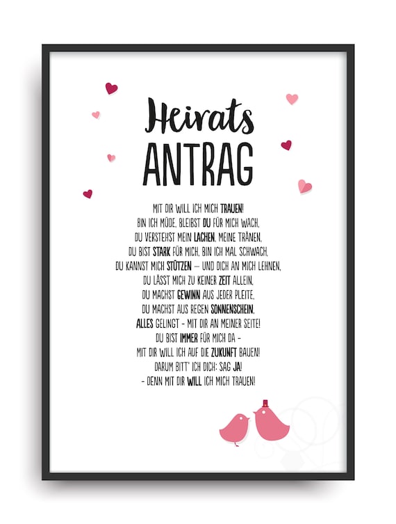 Geschenk Karte HEIRATSANTRAG 2 Kunstdruck Hochzeit Liebe Freundin Freund heiraten Bild ohne Rahmen DIN A4
