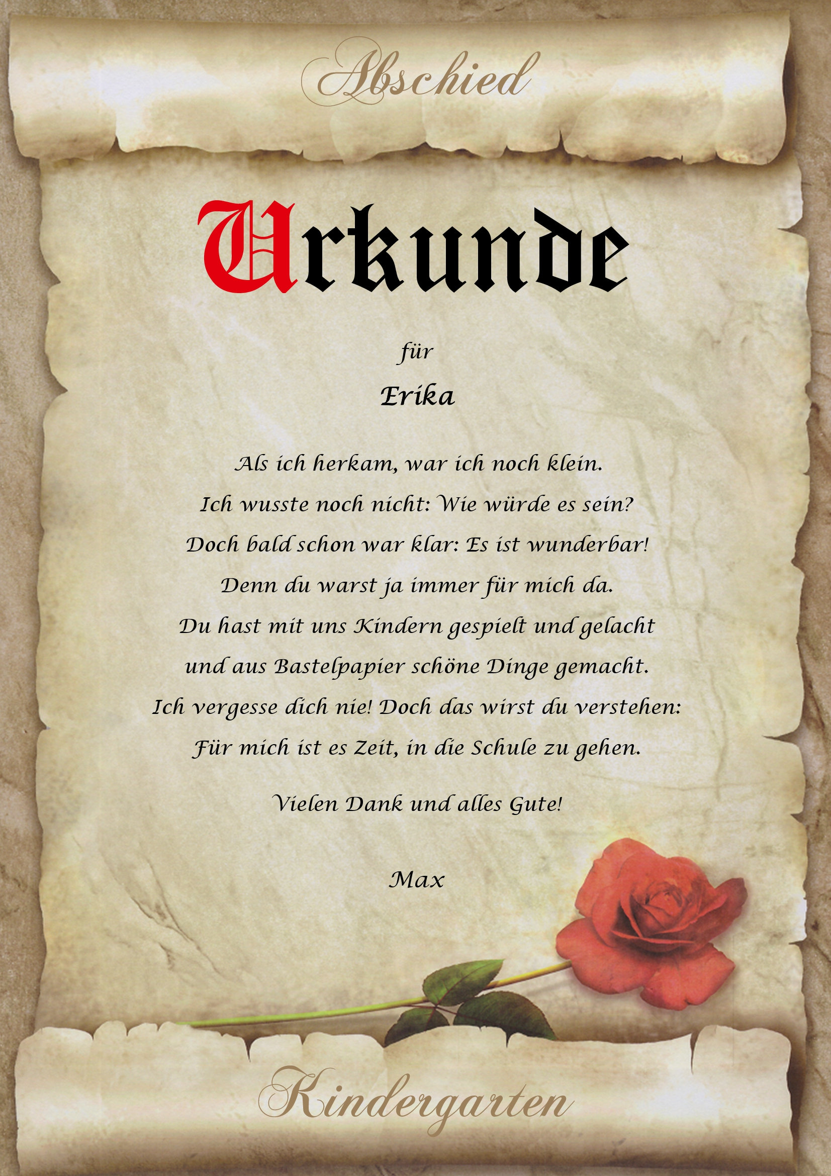 Urkunde Abschied Kindergarten Kita personalisiert Geschenk - Etsy.de
