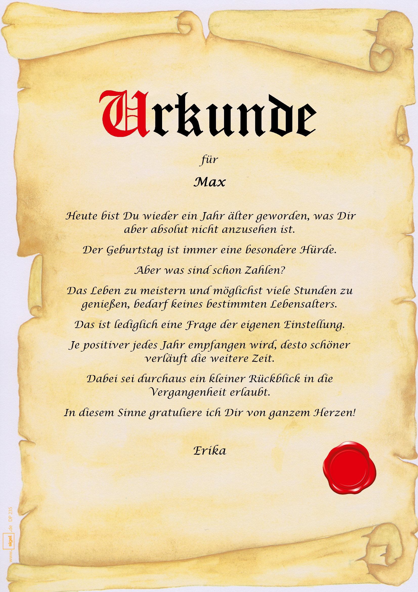 Urkunde personalisiert Geschenk Karte zum 18 20 30 40 50 60 Etsy