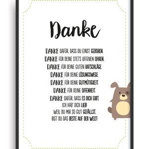 Geschenk Karte DANKSAGUNG Kunstdruck Ehrentitel beste Mama Oma Freundin Auszeichnung Bild ohne Rahmen DIN A4