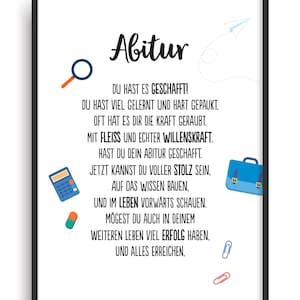 Geschenk Karte ABITUR Kunstdruck ABI 2024 Schule Abschluss Prüfung Bild ohne Rahmen DIN A4