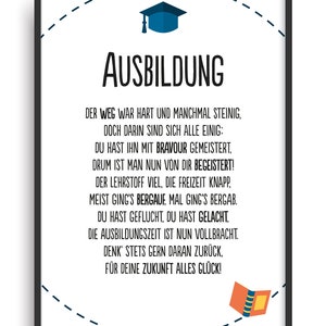 Geschenk Karte AUSBILDUNG Kunstdruck Azubi Abschluss Prüfung bestanden Bild ohne Rahmen DIN A4