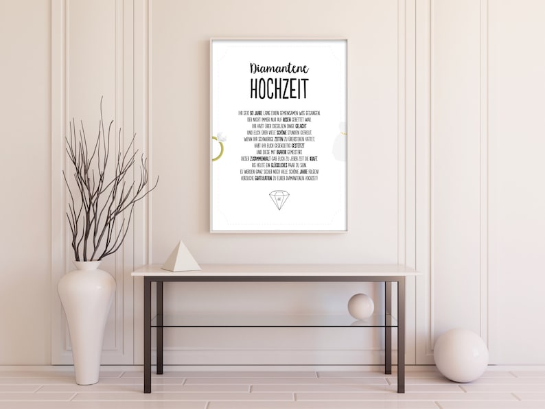 60. Hochzeitstag Personalisiertes Geschenk Urkunde Zur Diamantenen Hoc