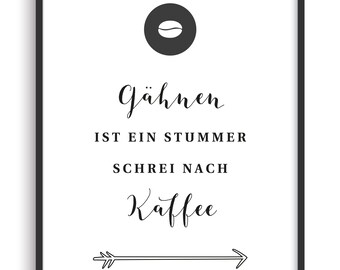 Fine Art Kunstdruck SCHREI nach KAFFEE Poster Print Plakat moderne Vintage Deko Bild DIN A4 Geschenk