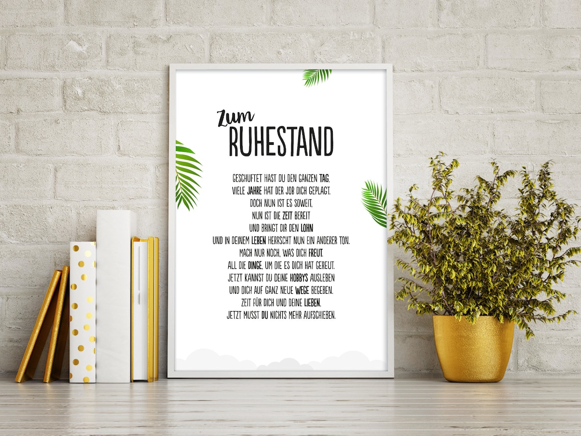 Geschenk Karte RUHESTAND Kunstdruck Rente Abschied Kollege - Etsy