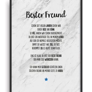 Geschenk Karte BESTER FREUND Kunstdruck Ehrentitel Kollege Auszeichnung Bild ohne Rahmen DIN A4
