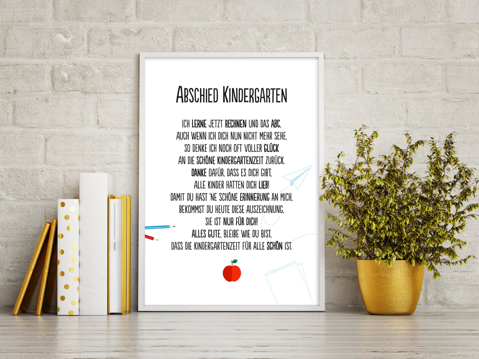 Geschenk Karte ABSCHIED KINDERGARTEN Kunstdruck Kita Verabschiedung