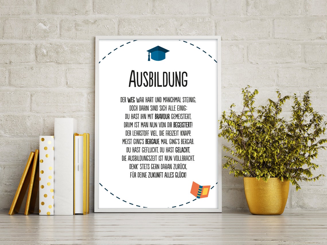 Geschenk Karte AUSBILDUNG Kunstdruck Azubi Abschluss Prüfung bestanden