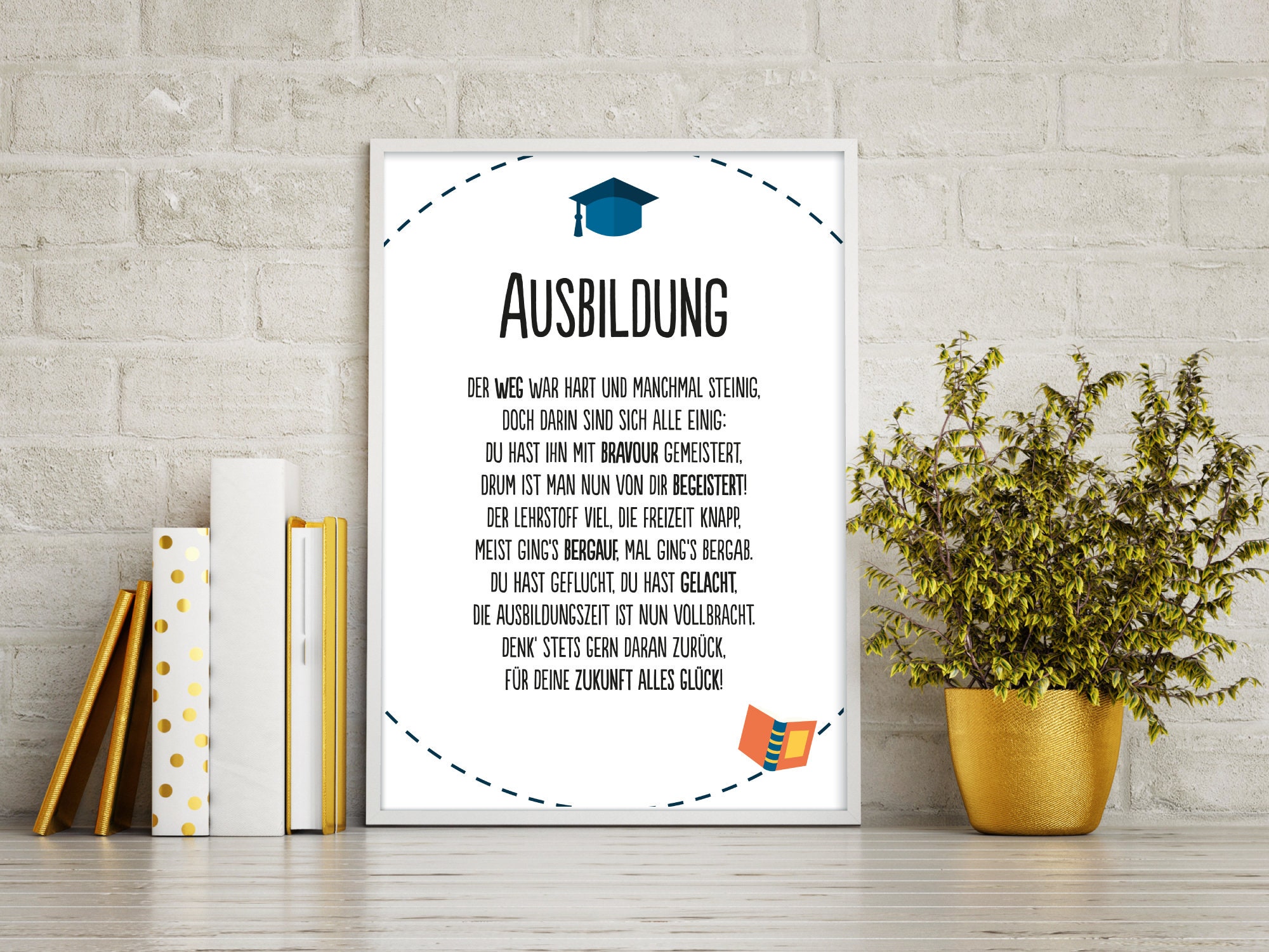 Geschenk Karte AUSBILDUNG Kunstdruck Azubi Abschluss Prüfung bestanden