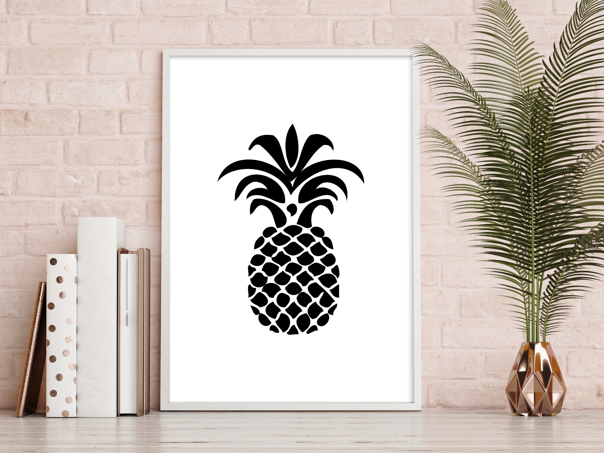 Leinwanddruck Mit Ananas-Motiv A4 (21x30 Cm) – Ohne Rahmen, Vintage Poster Für Moderne Wohndeko