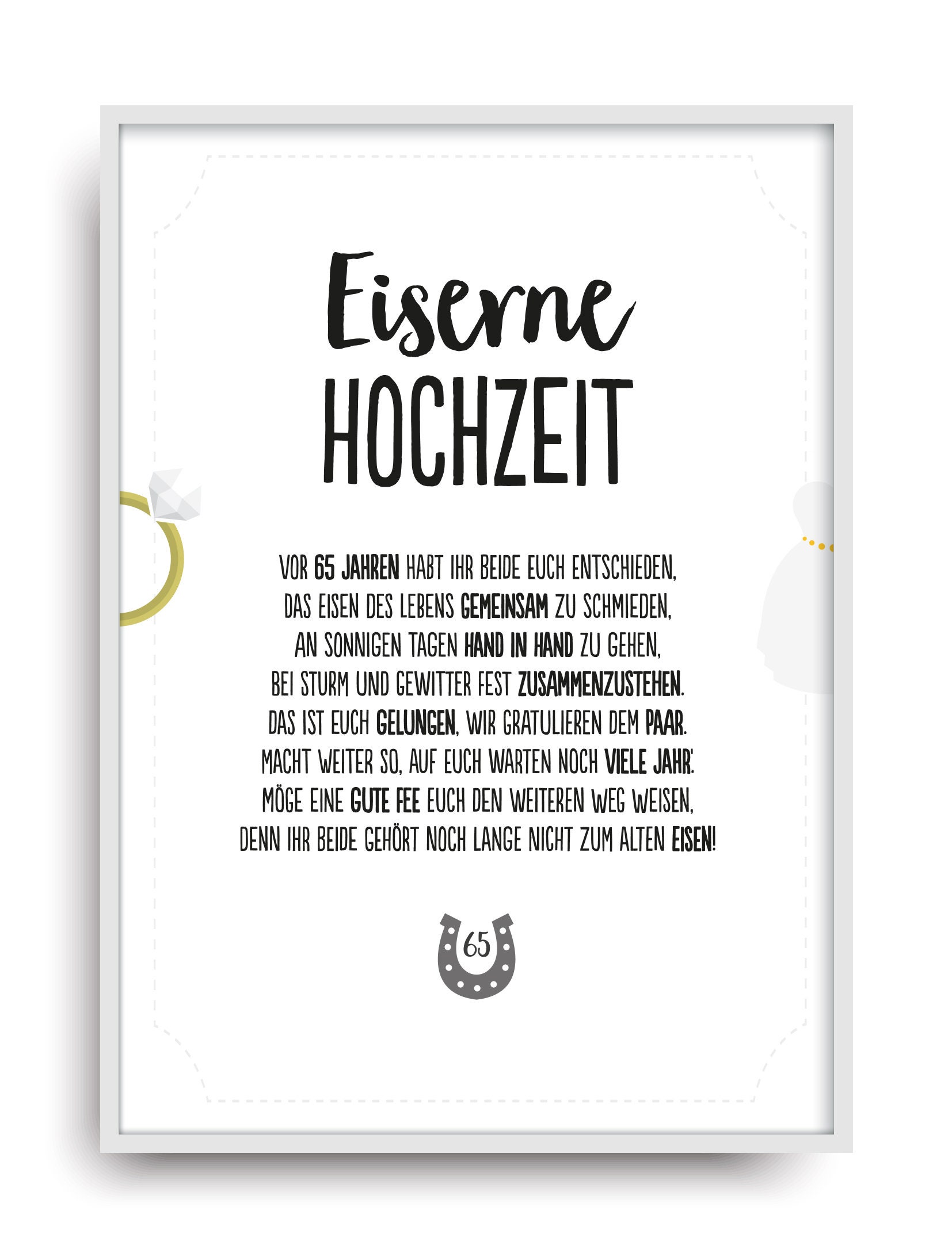 Geschenk Karte EISERNE HOCHZEIT Kunstdruck 65. Hochzeitstag - Etsy.de