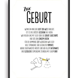 Geschenk Karte GEBURT Kunstdruck Kind Baby Eltern Auszeichnung Bild ohne Rahmen DIN A4