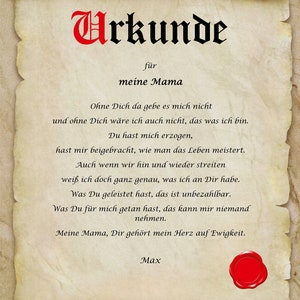 Urkunde personalisiert Geschenk Karte zum Muttertag beste Mama A4 Papier Motive
