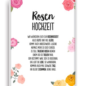 Hochzeit Karte ROSENHOCHZEIT Kunstdruck 10. Hochzeitstag Rosen Brautpaar Bild ohne Rahmen DIN A4