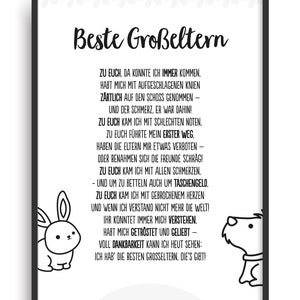 Geschenk Karte BESTE GROSSELTERN Kunstdruck Ehrentitel Oma Opa Auszeichnung Bild ohne Rahmen DIN A4
