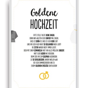 Geschenk Karte GOLDENE HOCHZEIT Kunstdruck 50. Hochzeitstag Gold Brautpaar Bild ohne Rahmen DIN A4