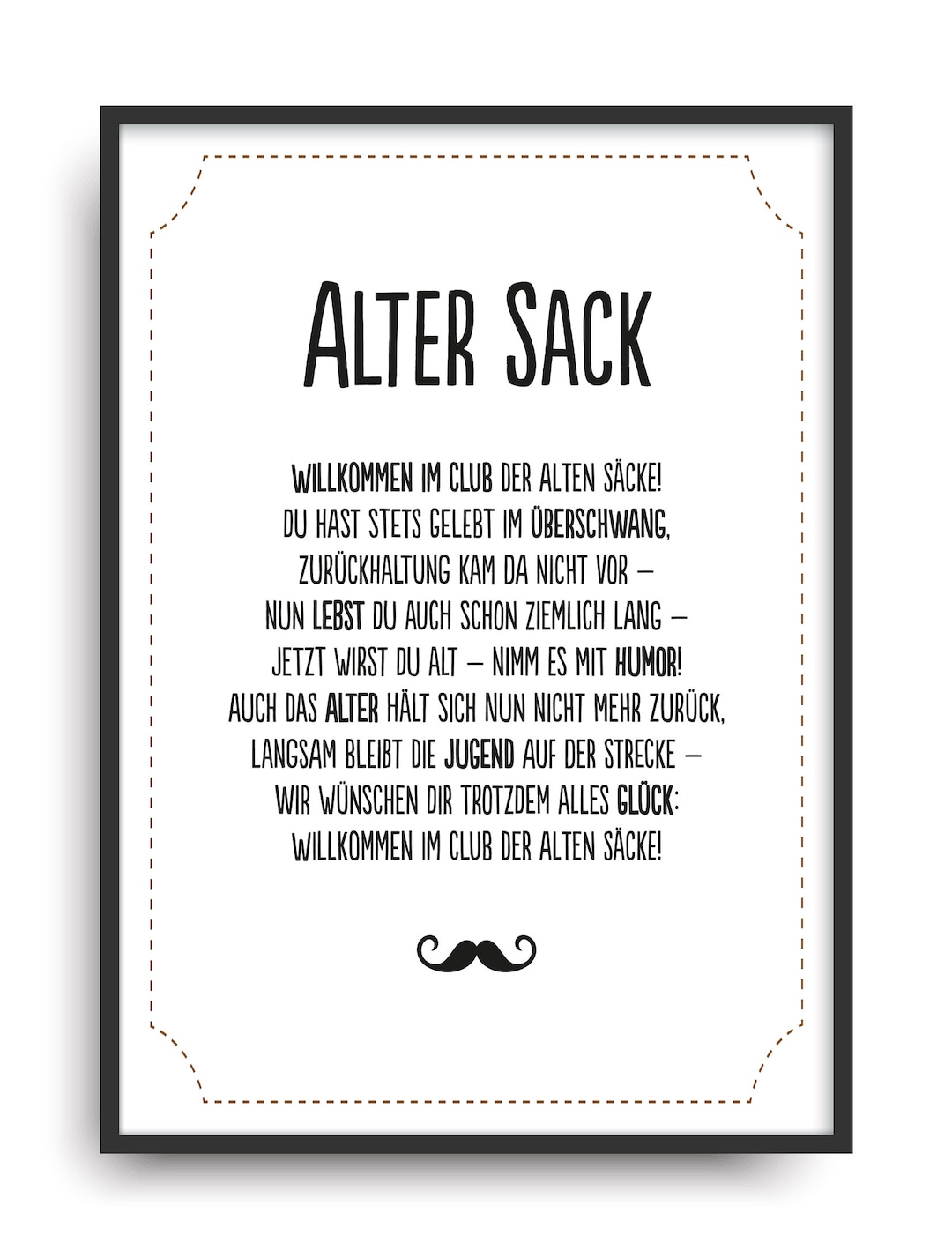 Geschenk Karte ALTER SACK Geburtstag Kunstdruck Club der alten Säcke