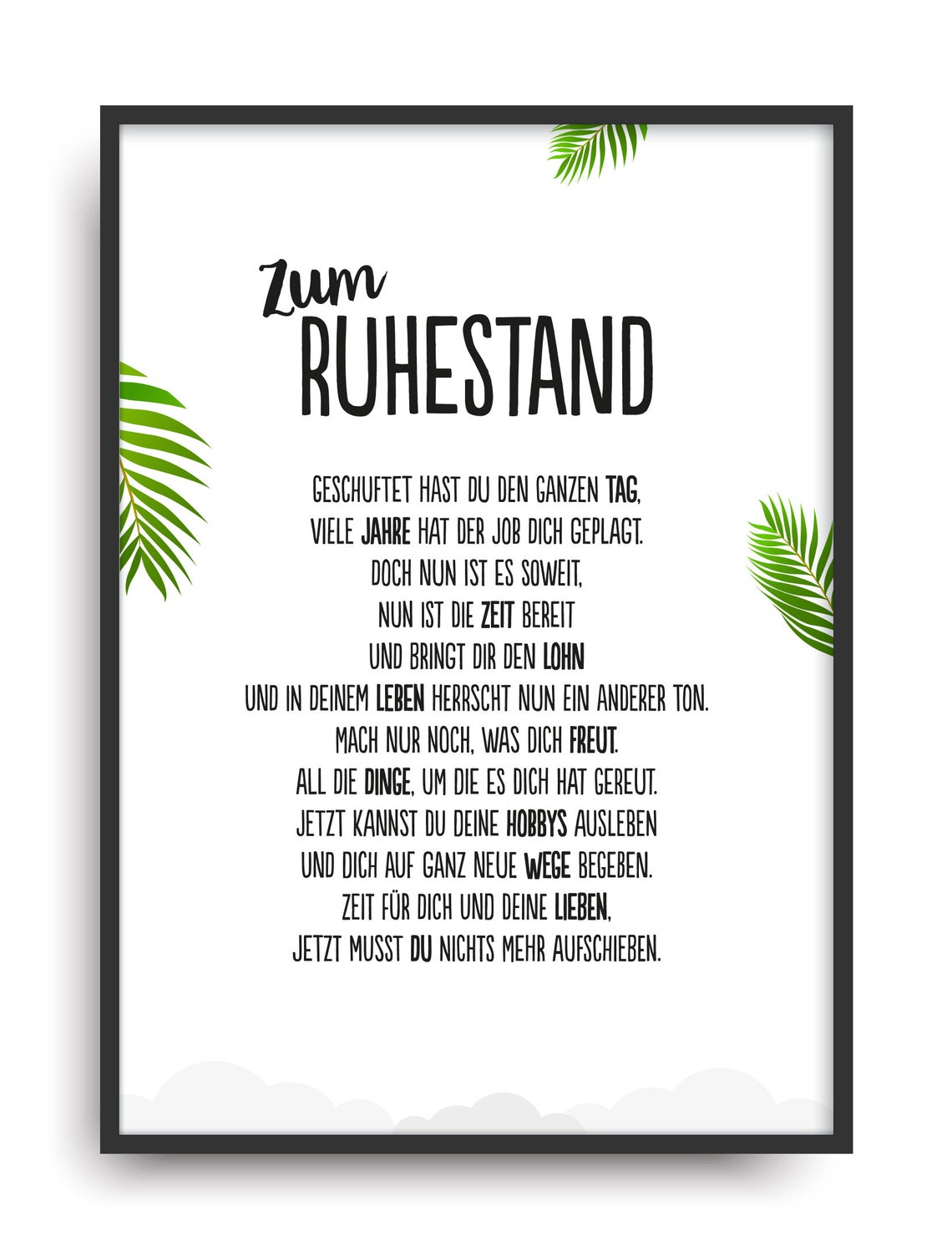 Geschenk Karte RUHESTAND Kunstdruck Rente Abschied Kollege Berufsleben