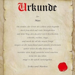Einschulung Urkunde personalisiert Geschenk Karte zum Schulanfang Schulbeginn A4