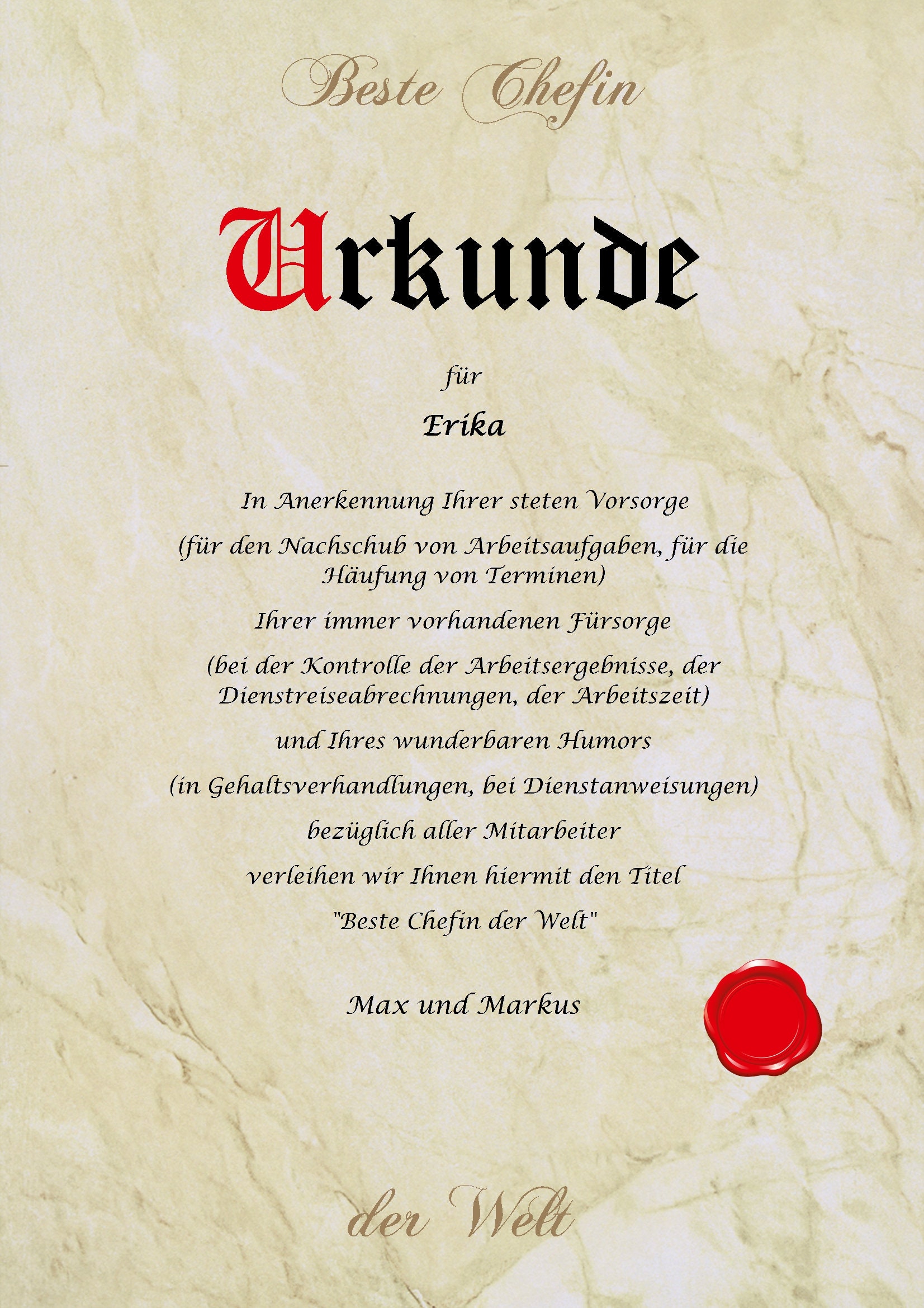 Personalisiert Urkunde DIN A4 – Mit Individuellem Text & Namen, Inkl. Umschlag, Für Ruhestand, Geburtstag, Ehrungen