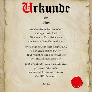 Urkunde personalisiert Geschenk Karte zum 18 20 30 40 50 60 Geburtstag Jubiläum A4