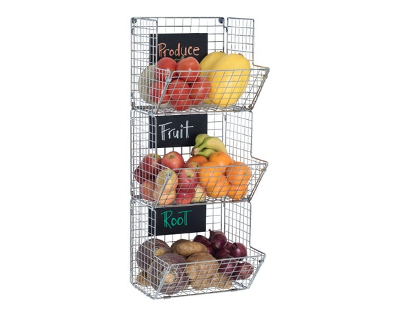 3 Tier Wall Mounted Hanging Wire Baskets With Chalkboards Etsy