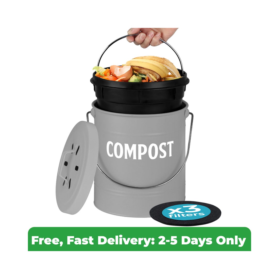 Compost Pail for Kitchen Counter by Saratoga Home Gray Etsy