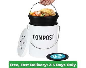 Compost Pail For Kitchen Counter by Saratoga Home - White