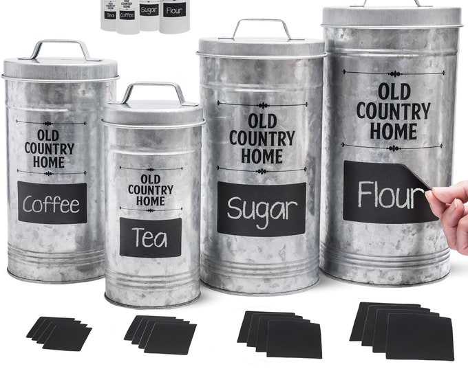 Farmhouse Canister Set for Kitchen by Saratoga Home Coffee Tea Sugar ...