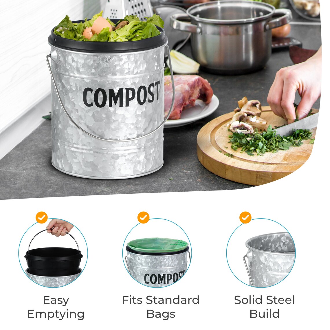 Compost Pail for Kitchen Counter by Saratoga Home Family Etsy