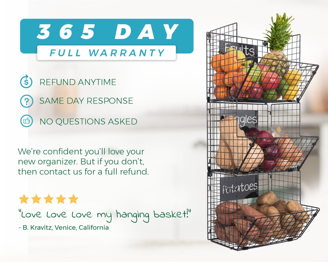 Hanging Wire Fruit Basket 3tier Wall Mounted With Etsy UK