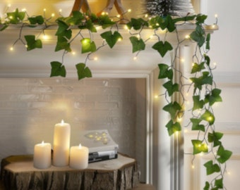 Battery-Operated 100 LED Ivy & Golden Vine Fairy Lights with Remote - Perfect for Room, Garden, Wedding, Party Decor (Warm White)