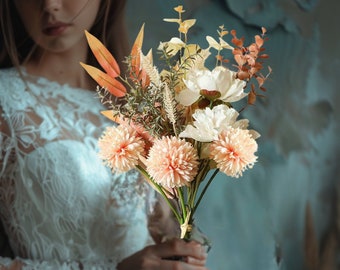 Hacienda Hochzeitsstrauß für die Braut, künstliches Blumenarrangement für die Hochzeitsdekoration, Seidenpfingstrosen- und Hortensienstrauß für die Hochzeit, Blumendekoration