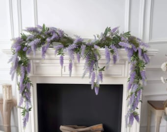 1,8 m ghirlanda di lavanda viola decorazione casa decorazione mantello floreale fiore appeso per la decorazione domestica tavolo da cucina centrotavola decorazione floreale per scala