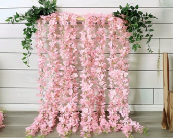 Pink Wisteria Garland Artificial Hanging Flowers for Pink Wedding Decor 6.54 ft  Elegant Home Event Floral Decorations Hanging Decor