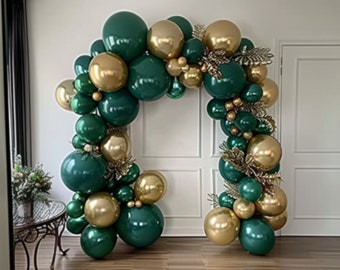 129pcs Green and Gold Balloon Arch Garland Kit - Perfect for Birthday, Wedding, Christmas, New Year Eve Decorations, Bridal Shower Decor