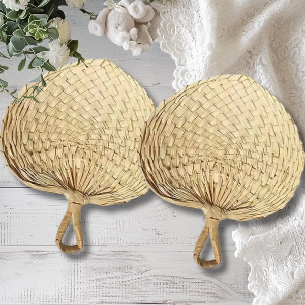 Outdoor Wedding Decor Fans Wedding Favor Fans Beach Wedding Eco-Friendly Decor 12-Pack Natural Raffia Fans for Summer Wedding Decor Spring