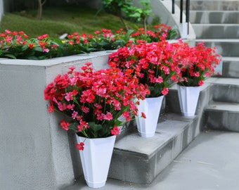 Décoration florale de mariage rouge, fleurs artificielles rouge foncé, 12 paquets de fausses plantes résistantes et résistantes à la décoloration pour mariage en extérieur et décoration d'intérieur